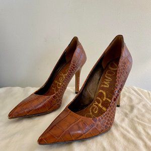 Sam Edelman Crocodile-Embossed Leather Pumps